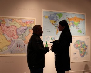 Jansen in front of Imagine Peace Maps 2